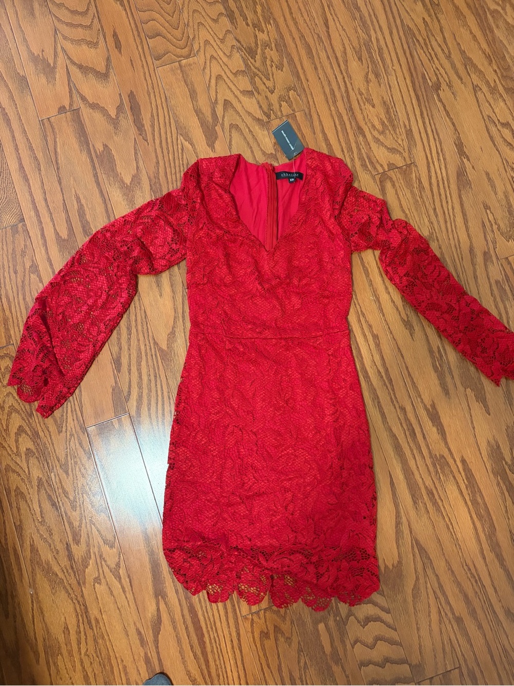 Red Lace Long Sleeve Dress